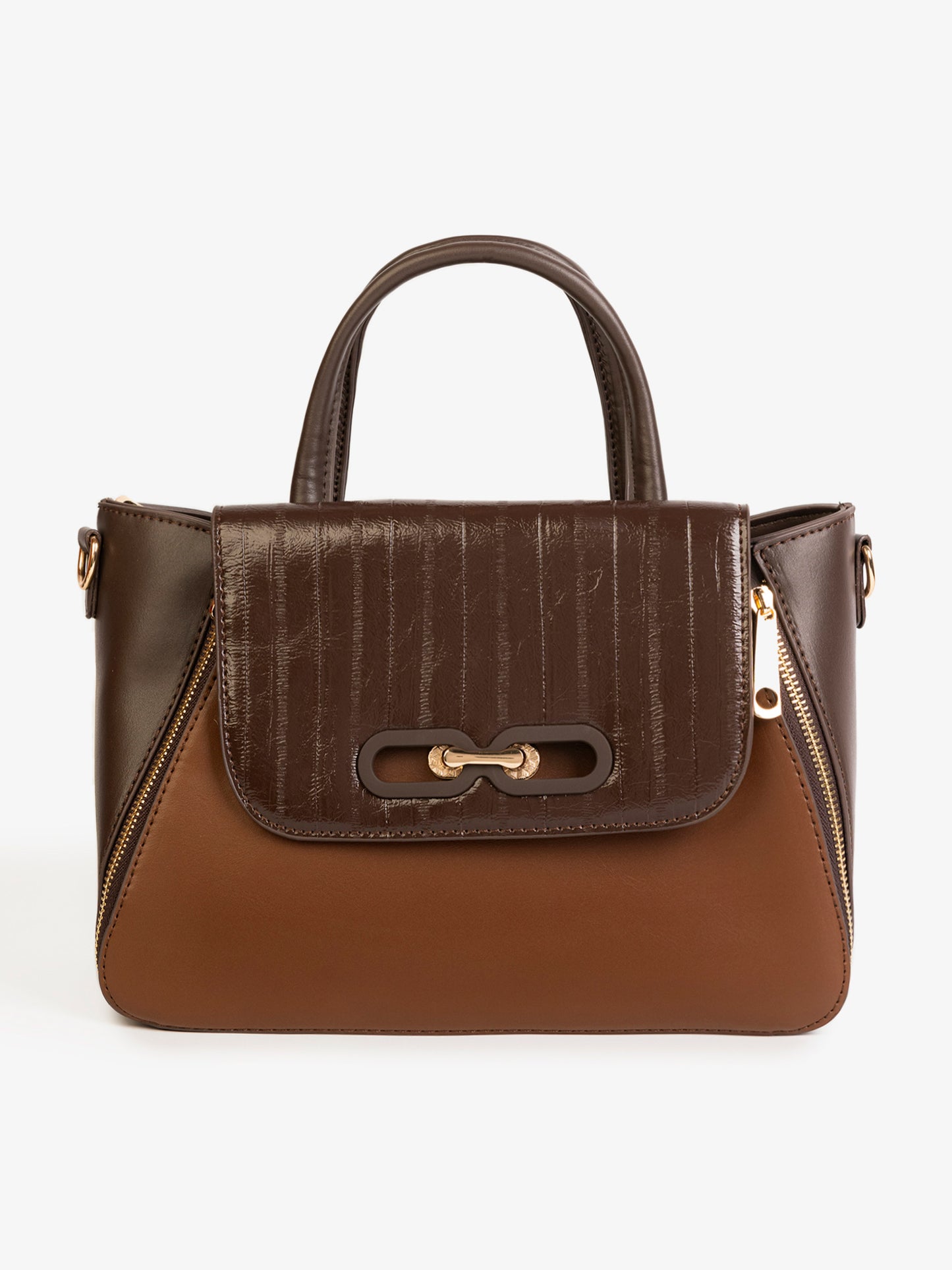 Textured Flap Handbag