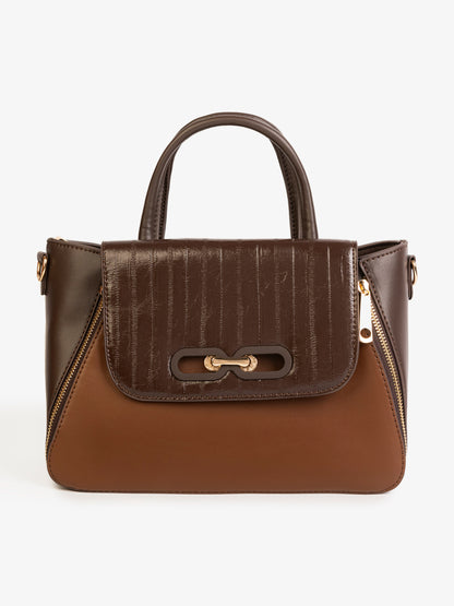 Textured Flap Handbag