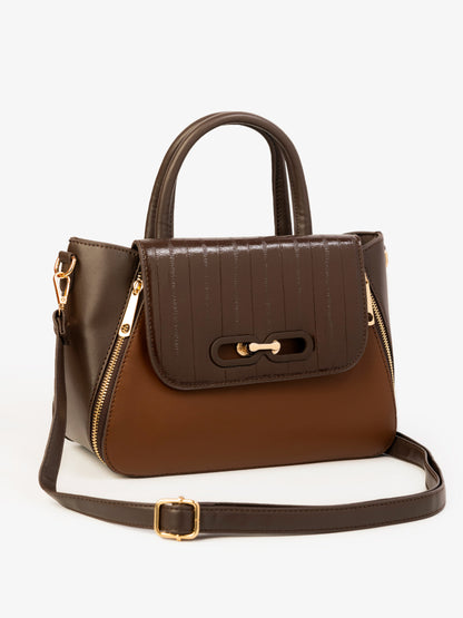 Textured Flap Handbag