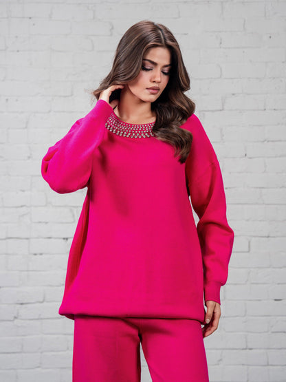 Knitted Co-ord Set-Embellished