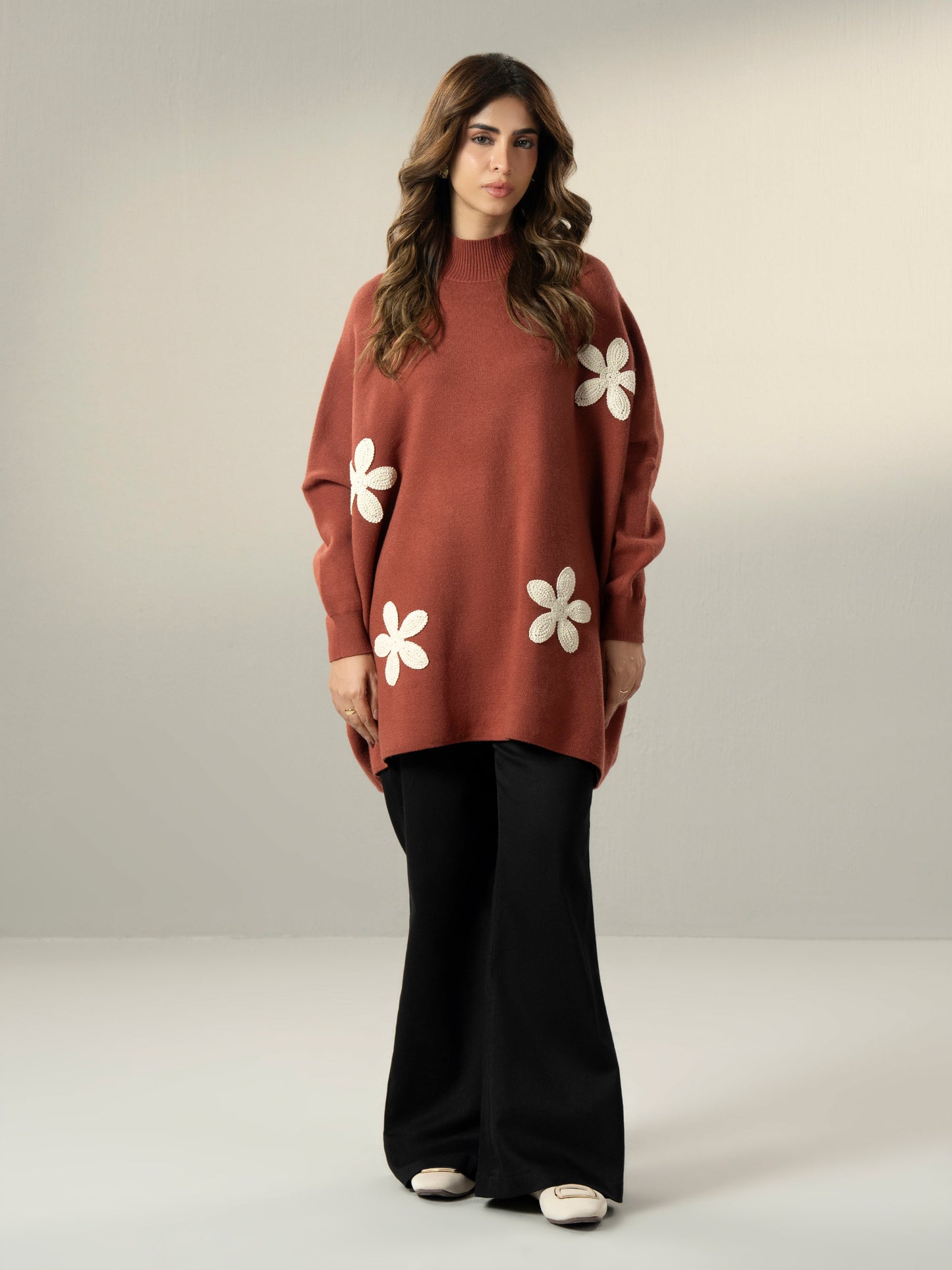 Woolen Blend Sweater- Embroidered