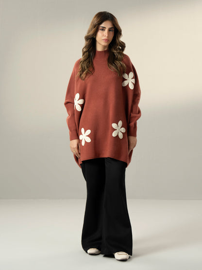 Woolen Blend Sweater- Embroidered