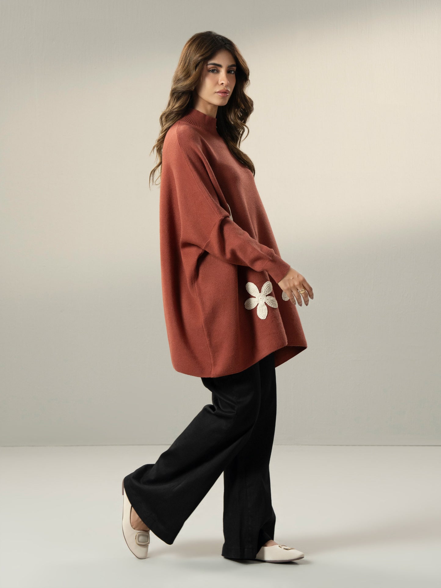 Woolen Blend Sweater- Embroidered