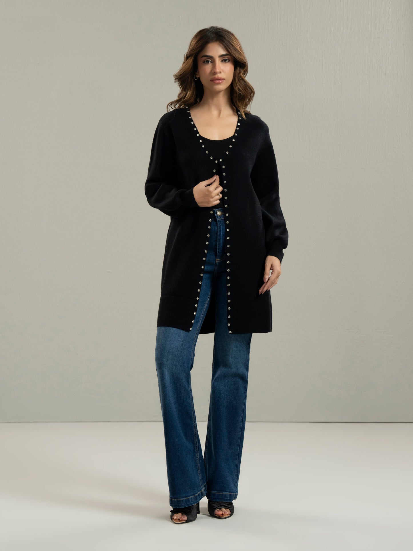 Woolen Cardigan- Embellished