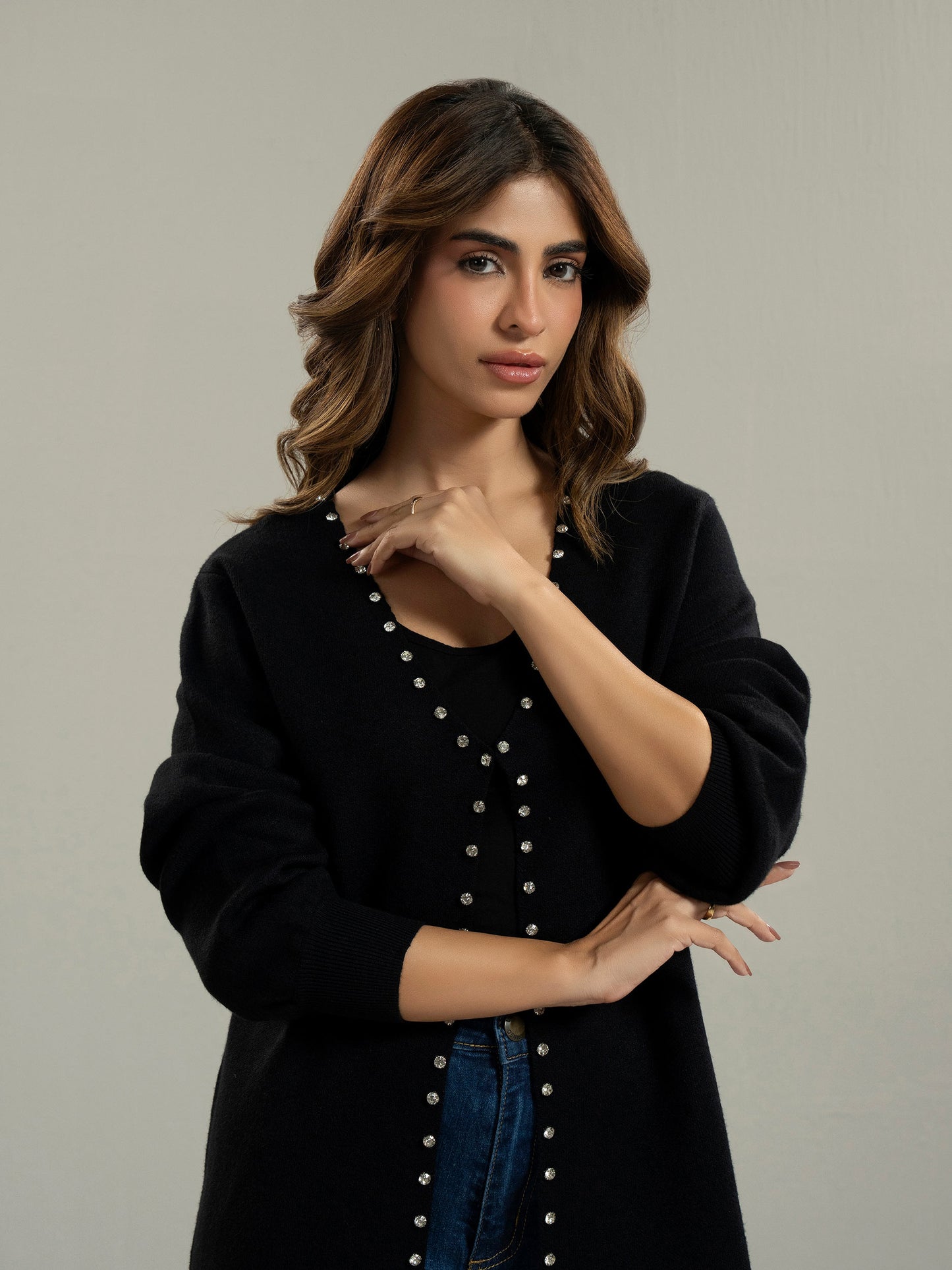 Woolen Cardigan- Embellished