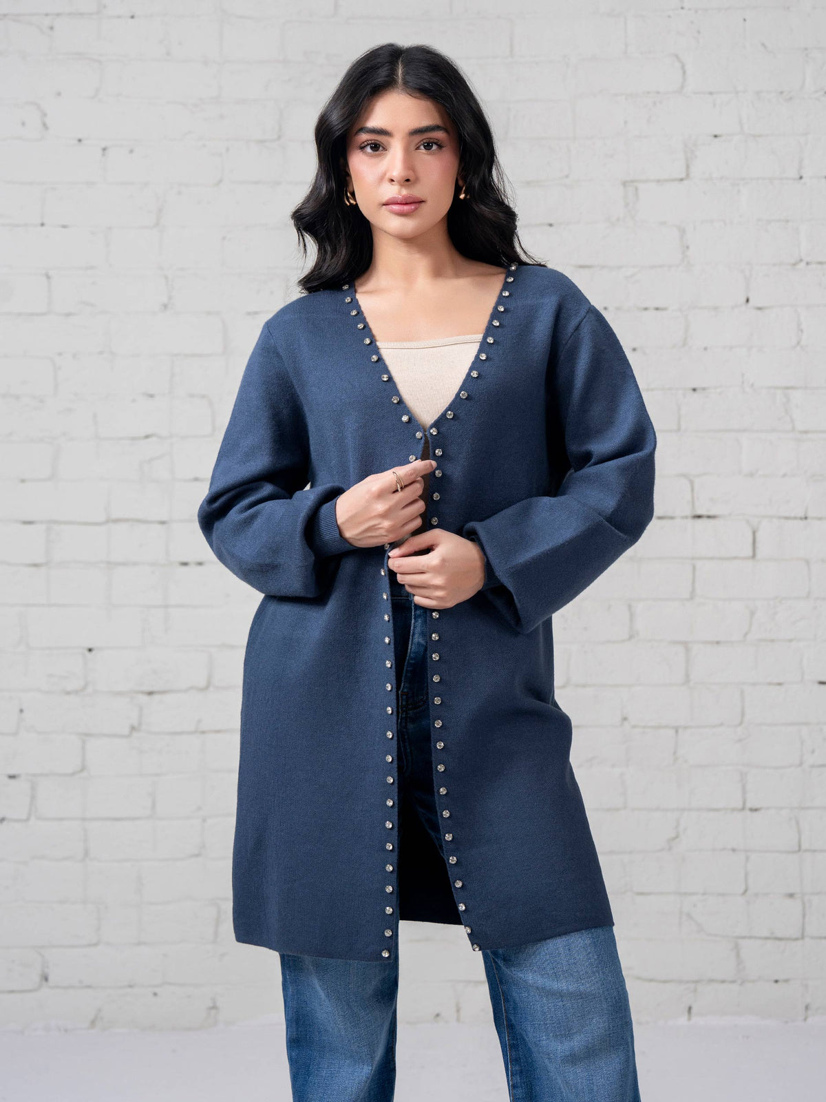 Woolen Cardigan- Embellished