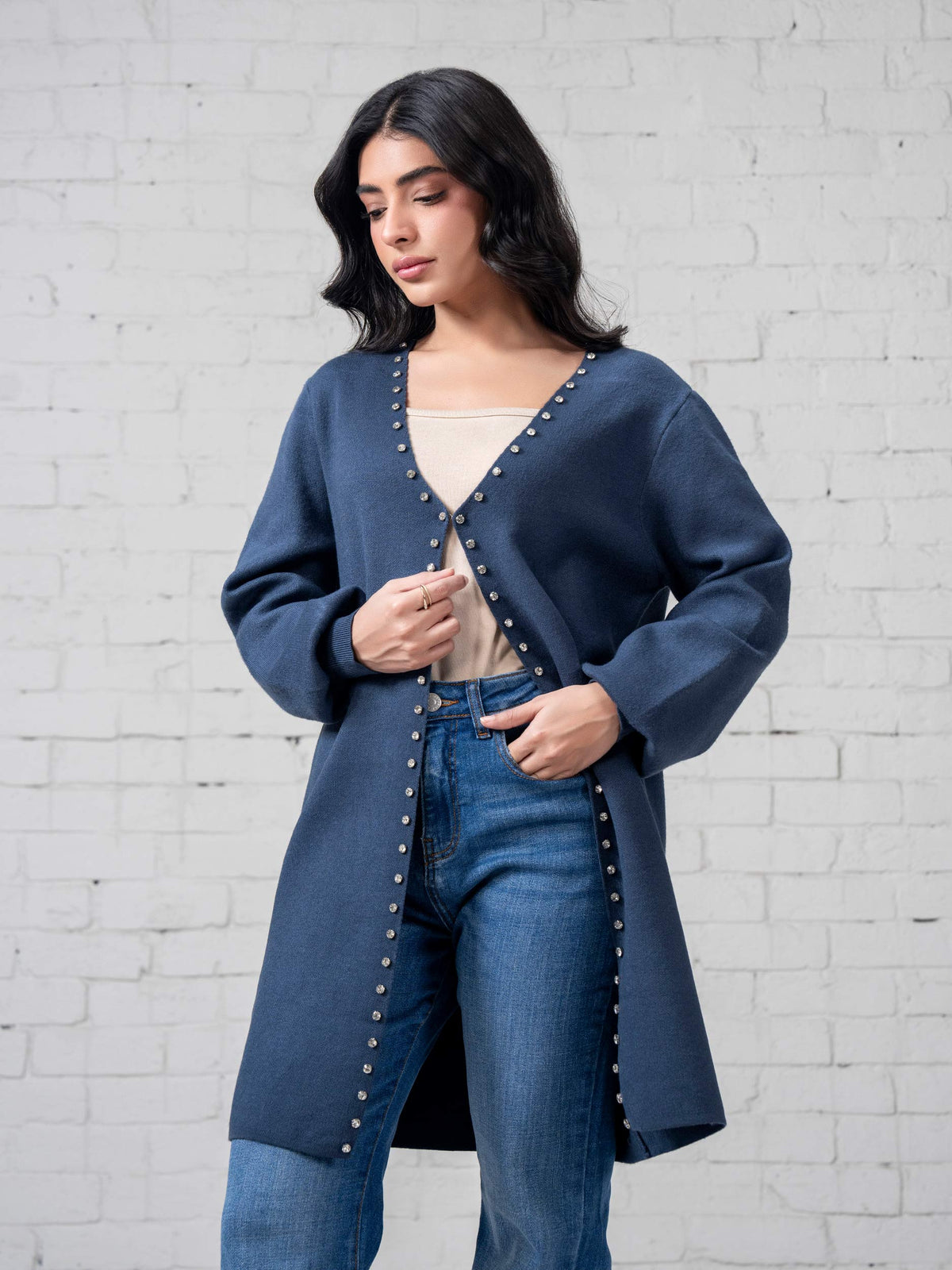 Woolen Cardigan- Embellished