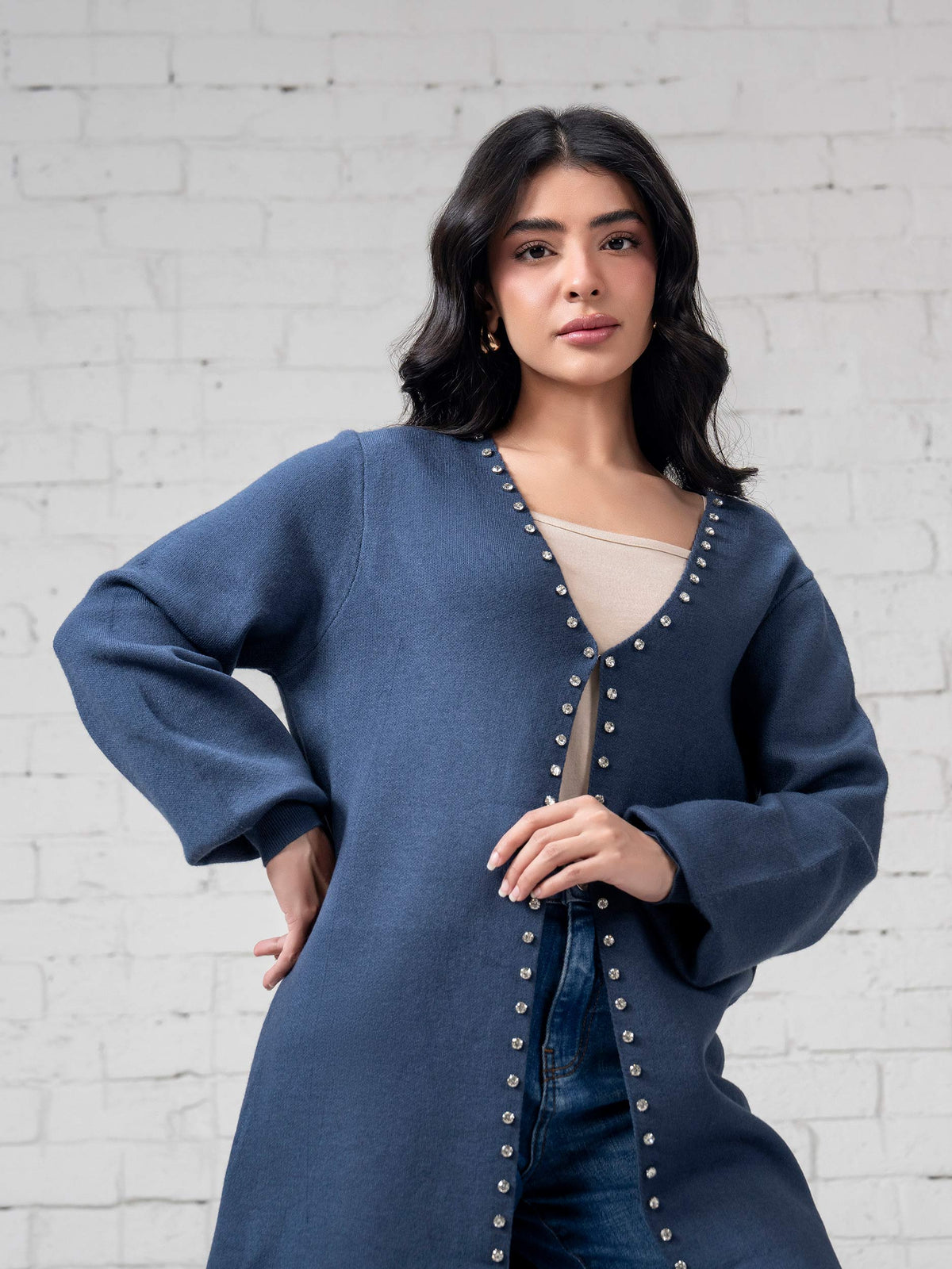 Woolen Cardigan- Embellished
