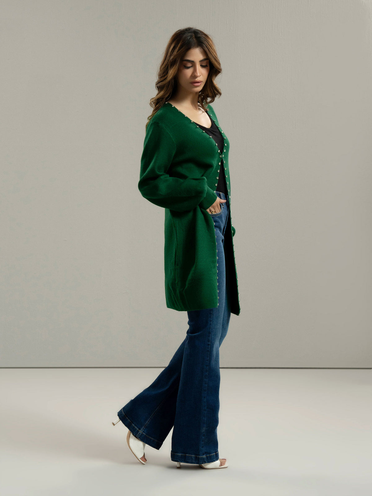 Woolen Cardigan-Embellished