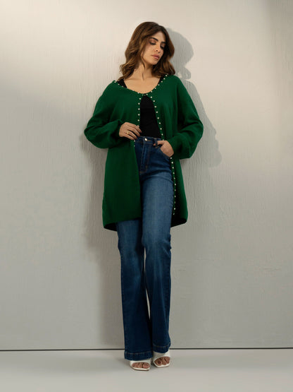 Woolen Cardigan-Embellished