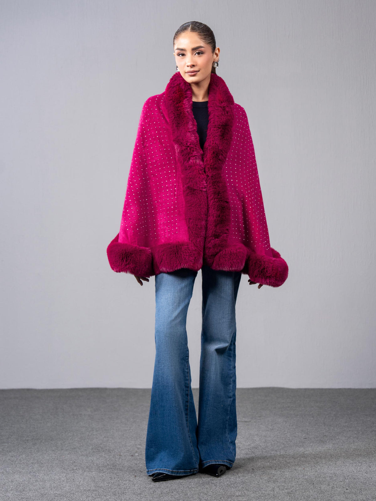 Embellished Fur Cape
