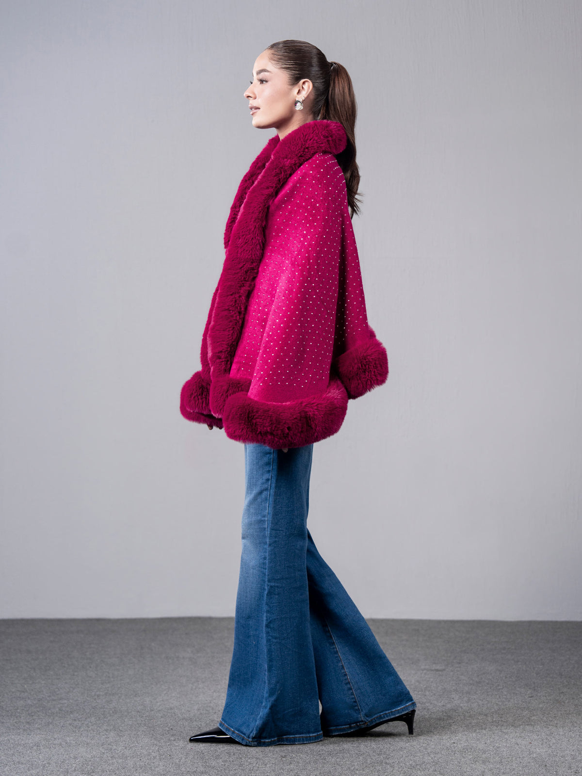 Embellished Fur Cape
