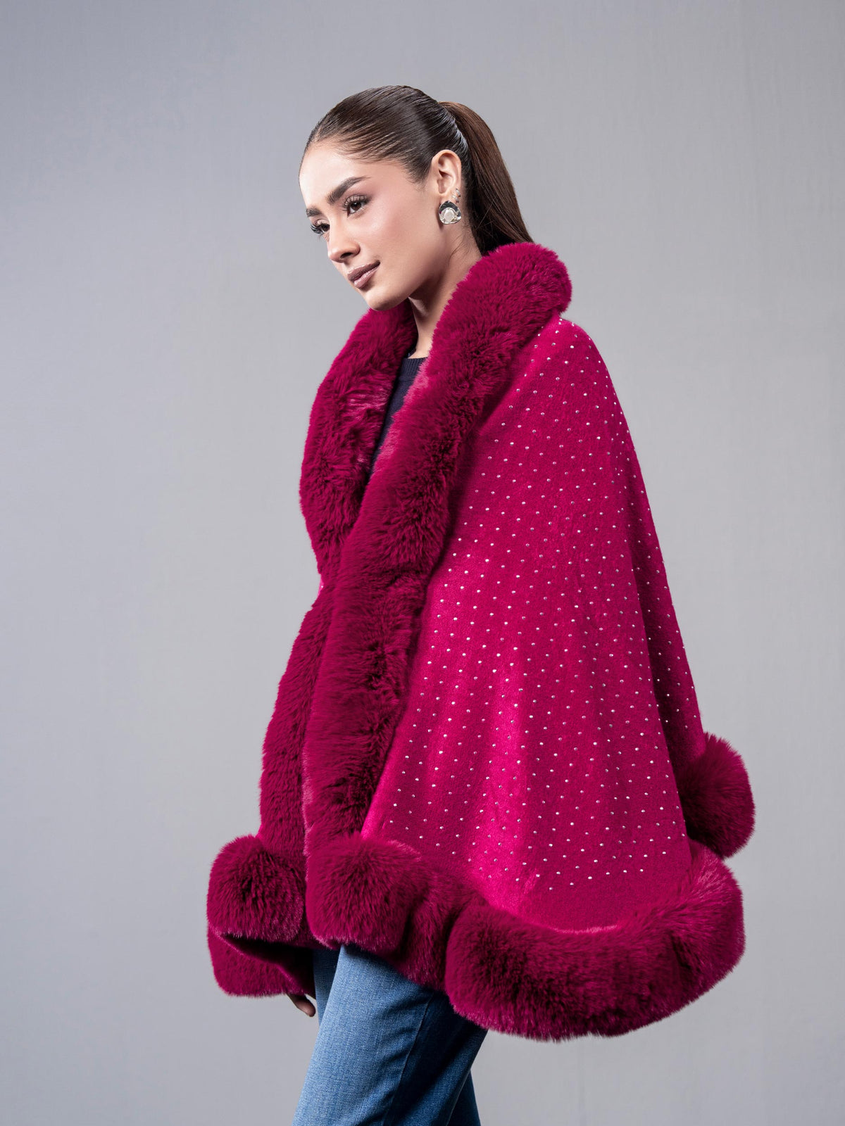 Embellished Fur Cape