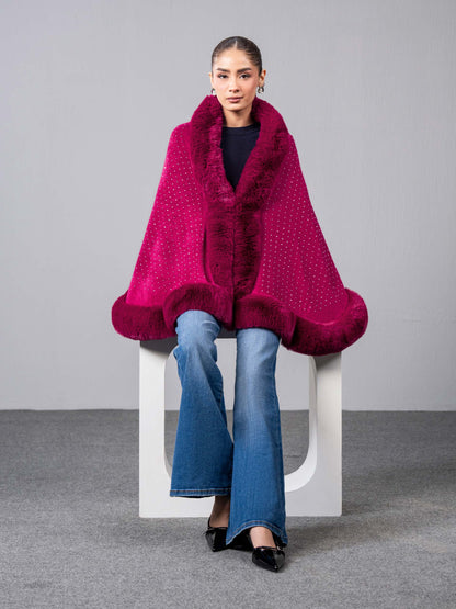 Embellished Fur Cape