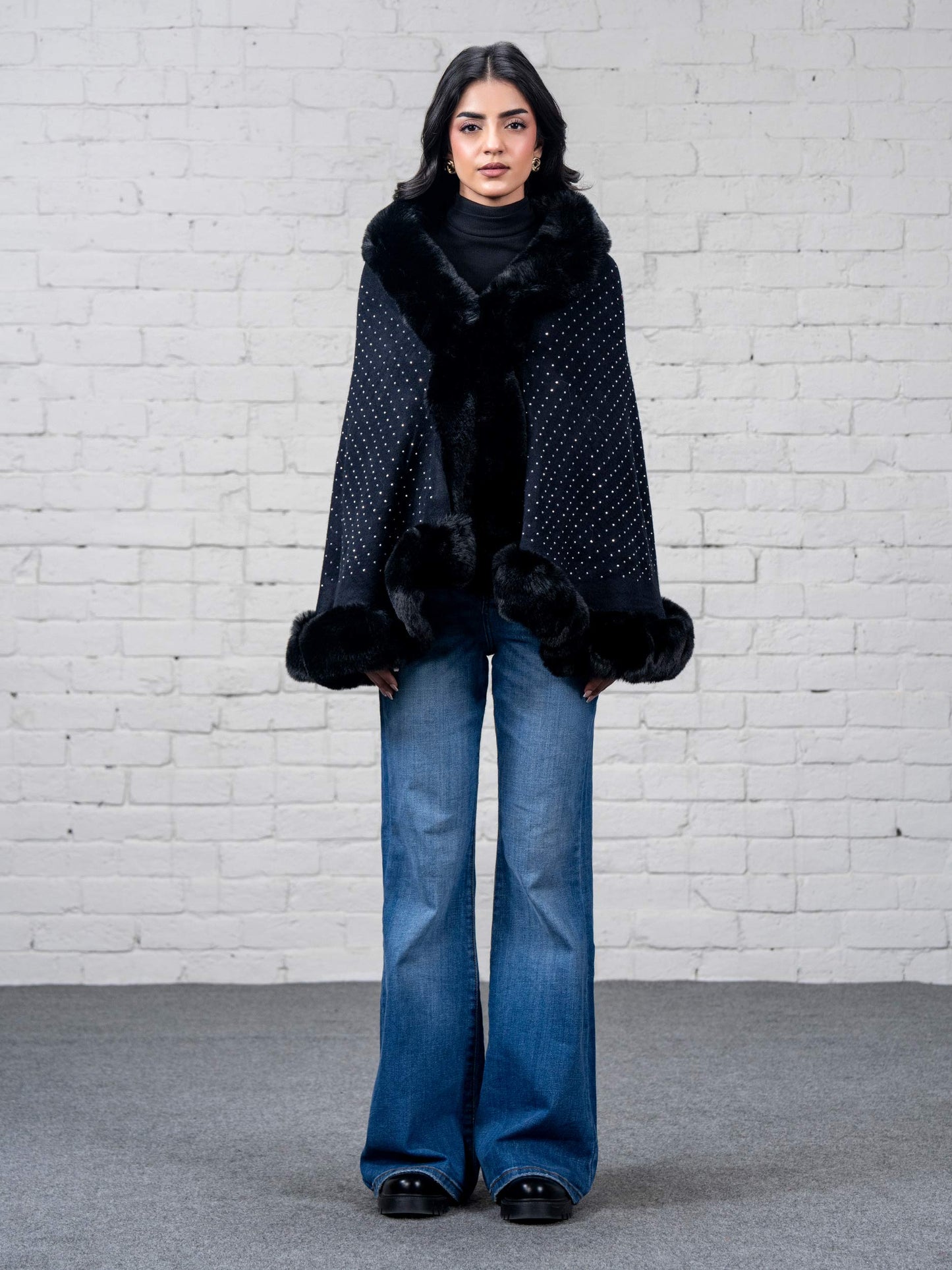 Embellished Fur Cape