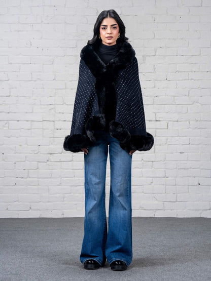Embellished Fur Cape
