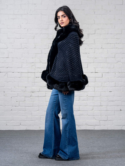 Embellished Fur Cape