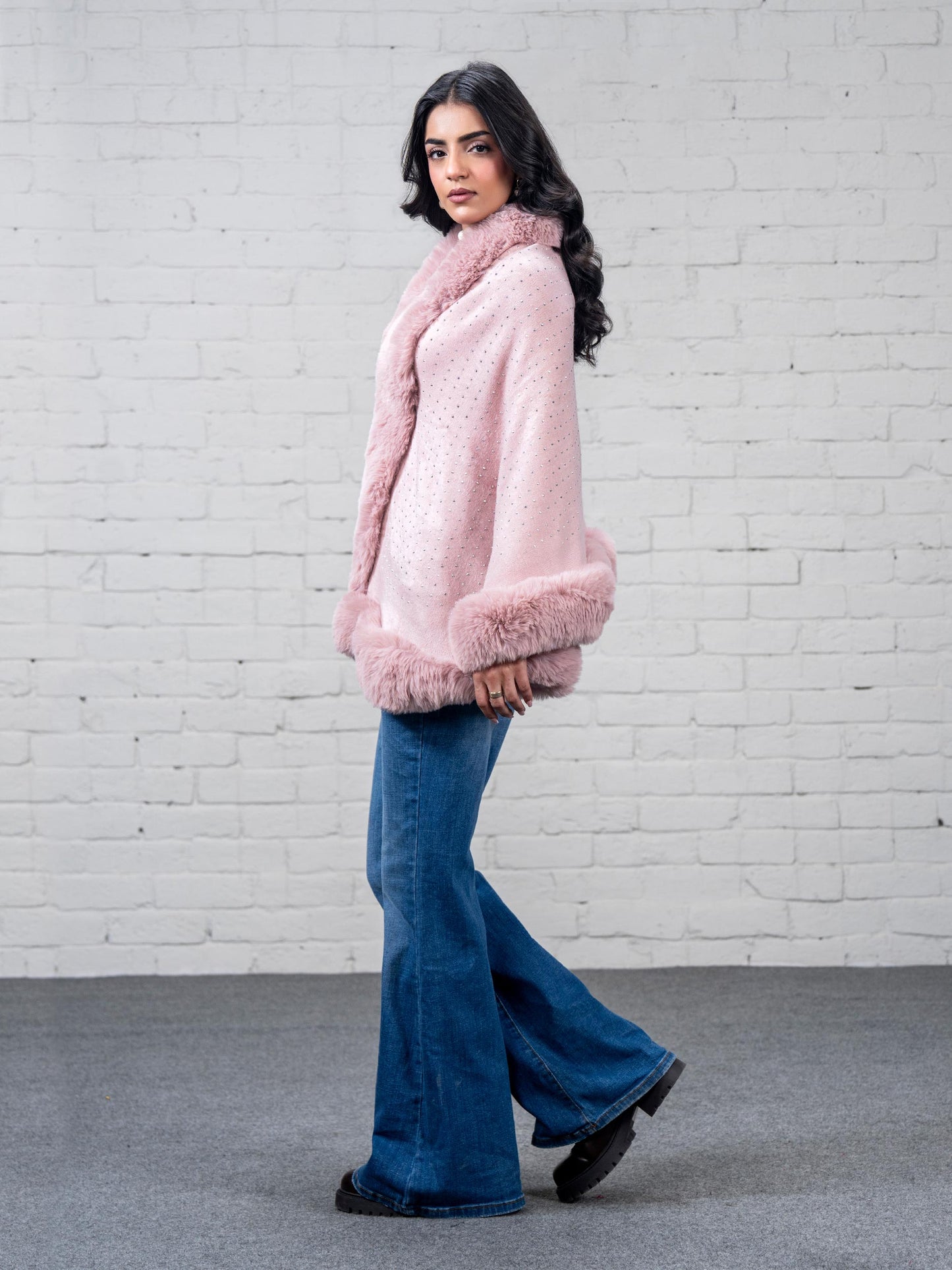 Embellished Fur Cape