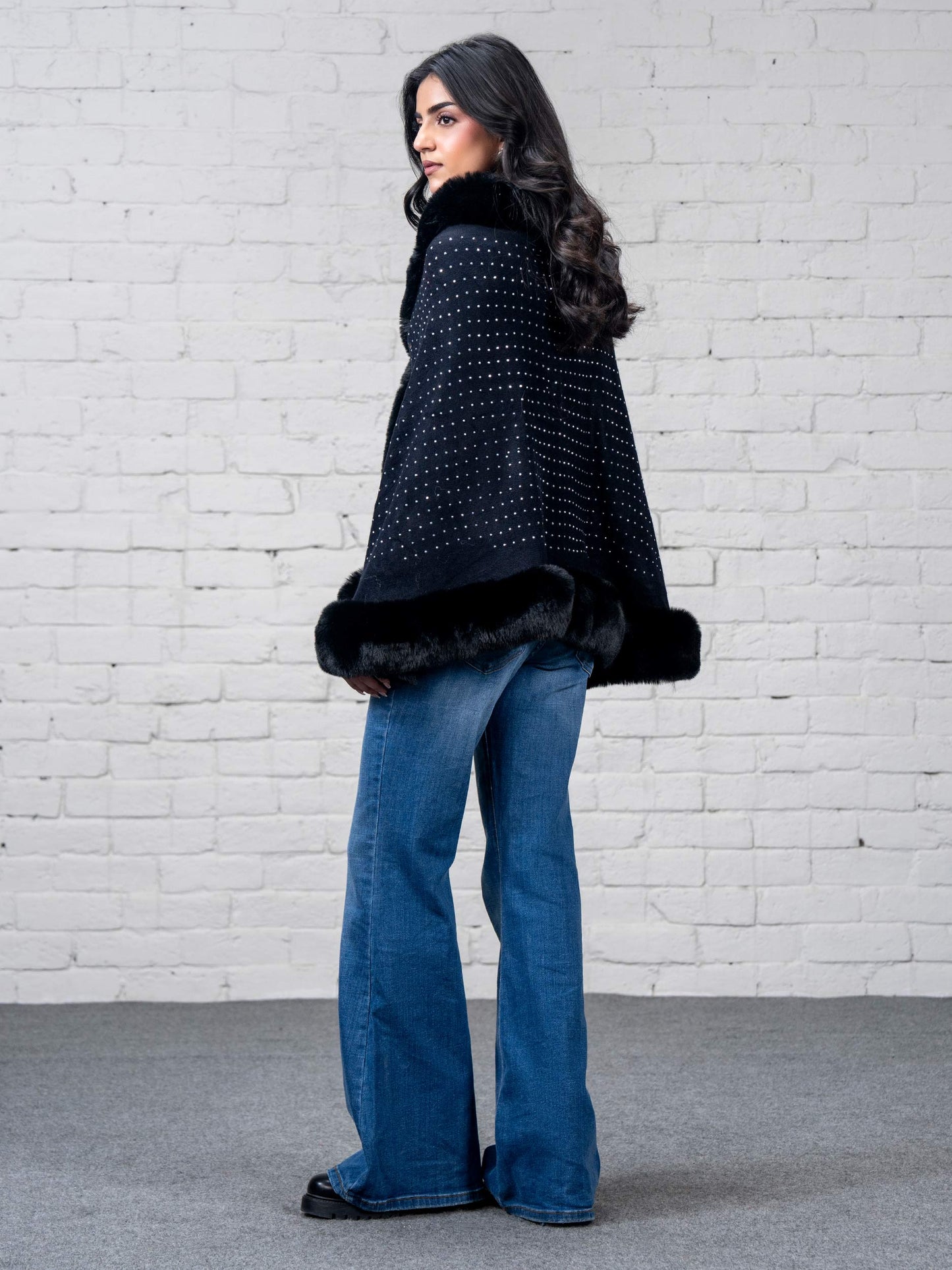 Embellished Fur Cape