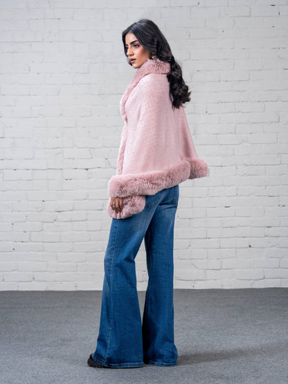 Embellished Fur Cape