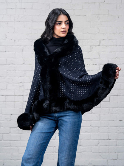 Embellished Fur Cape
