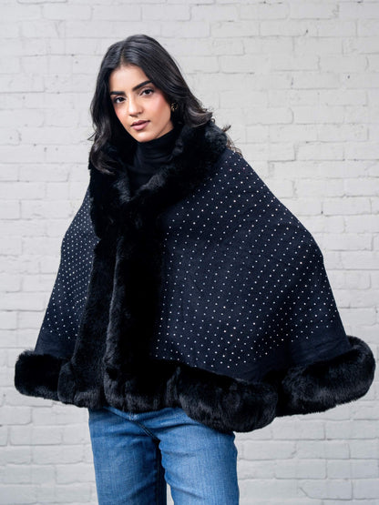 Embellished Fur Cape