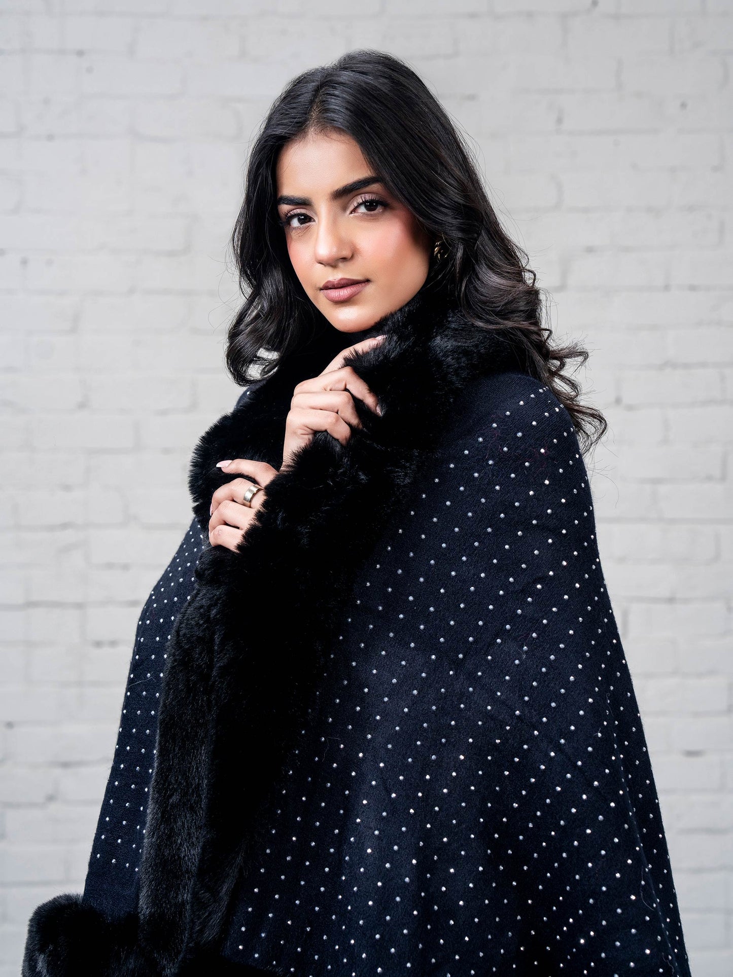 Embellished Fur Cape