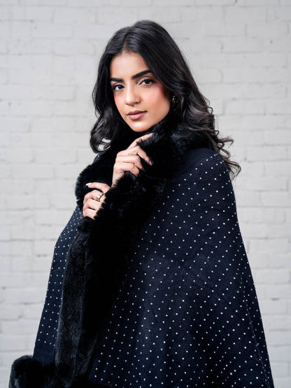 Embellished Fur Cape