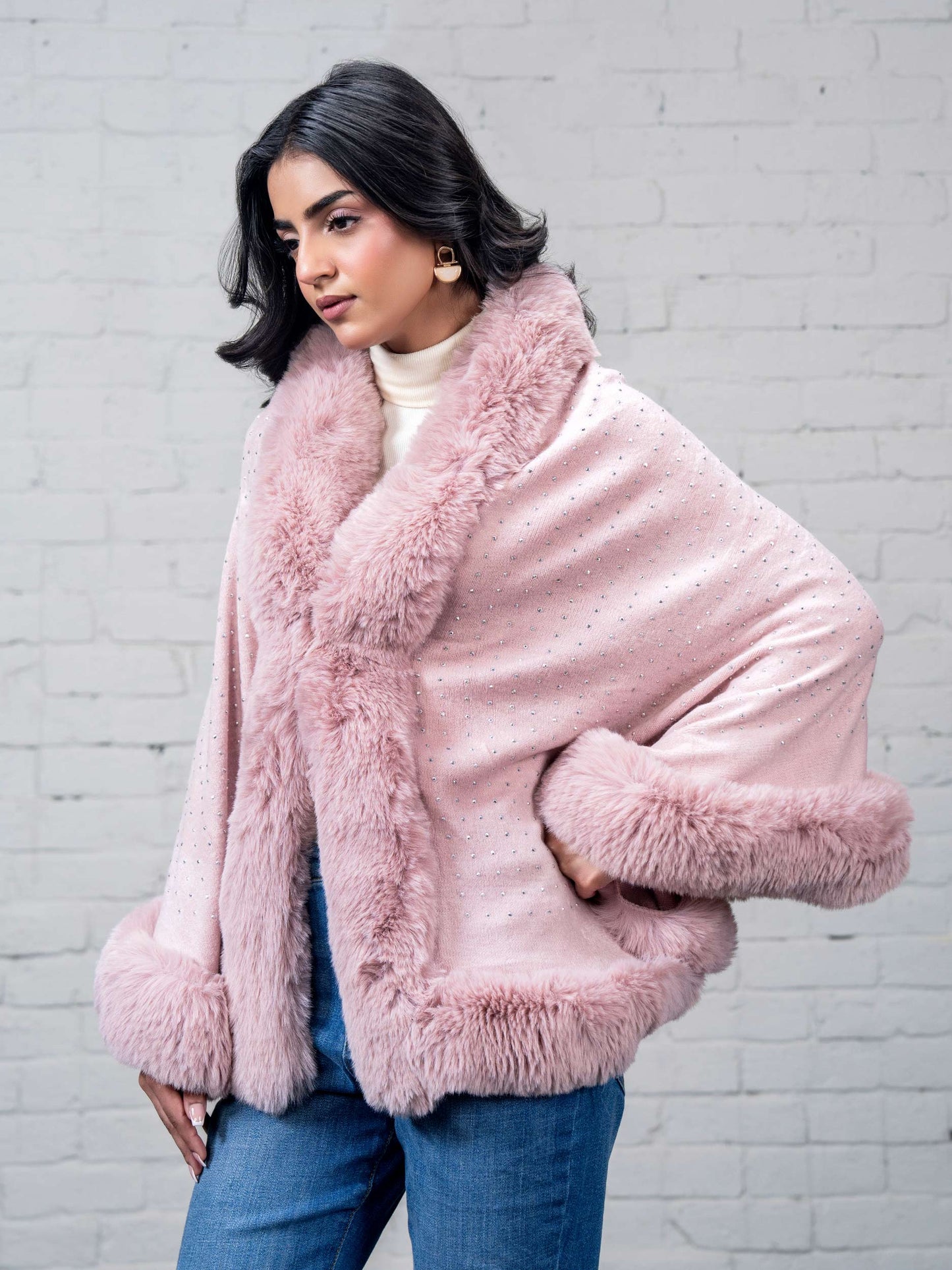 Embellished Fur Cape