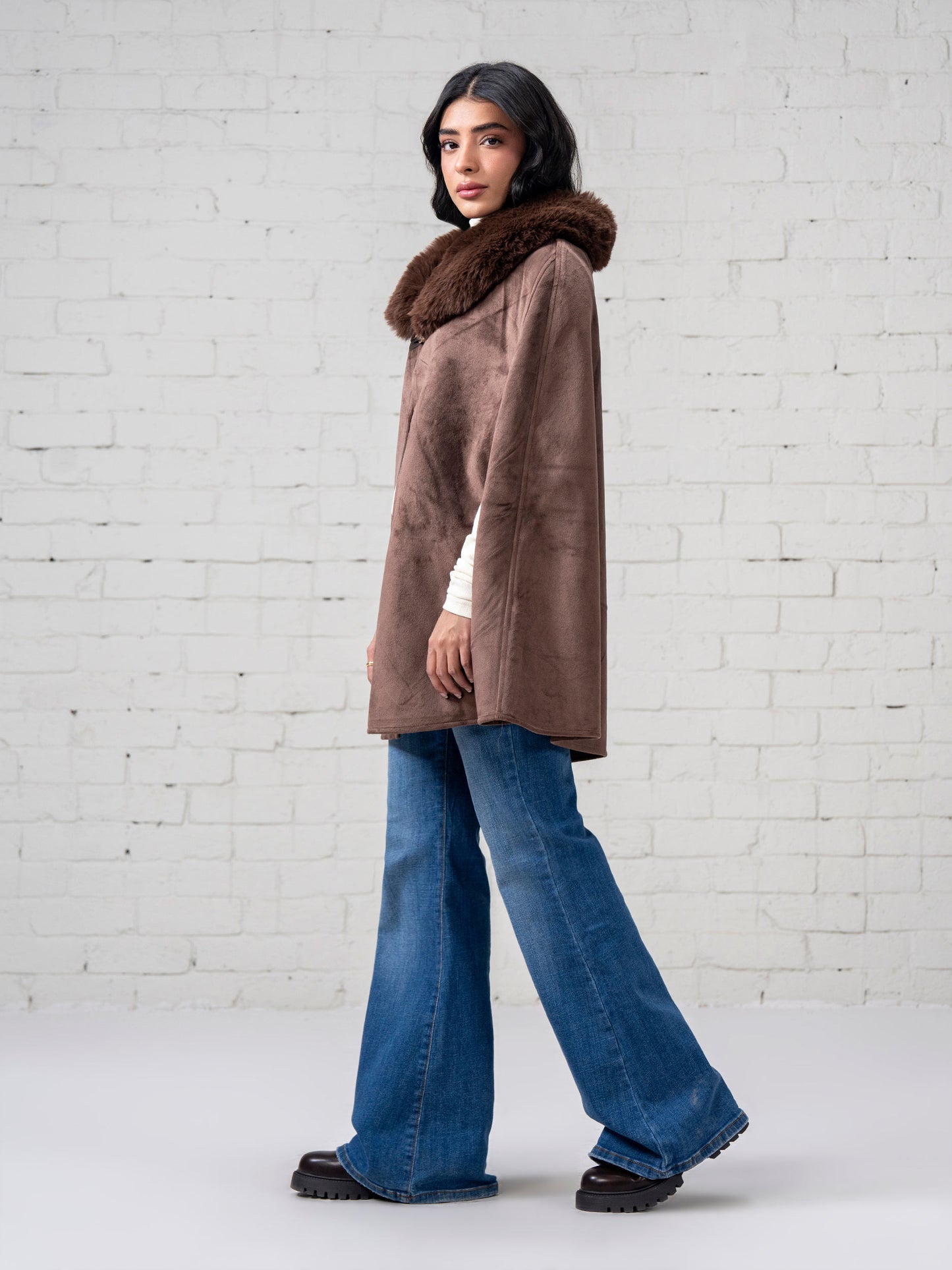 Suede Fur Cape