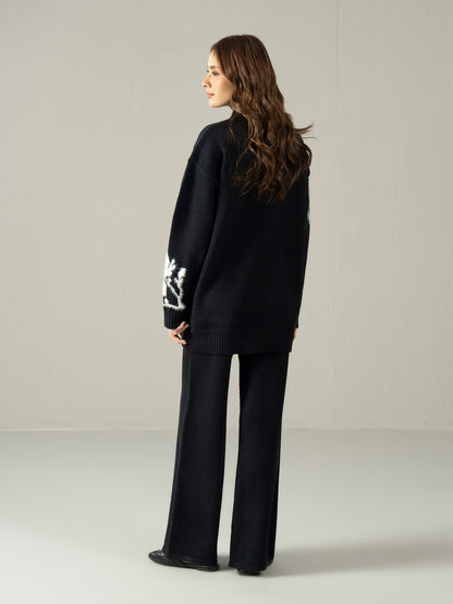 Knitted Co-ord Set- Embroidered