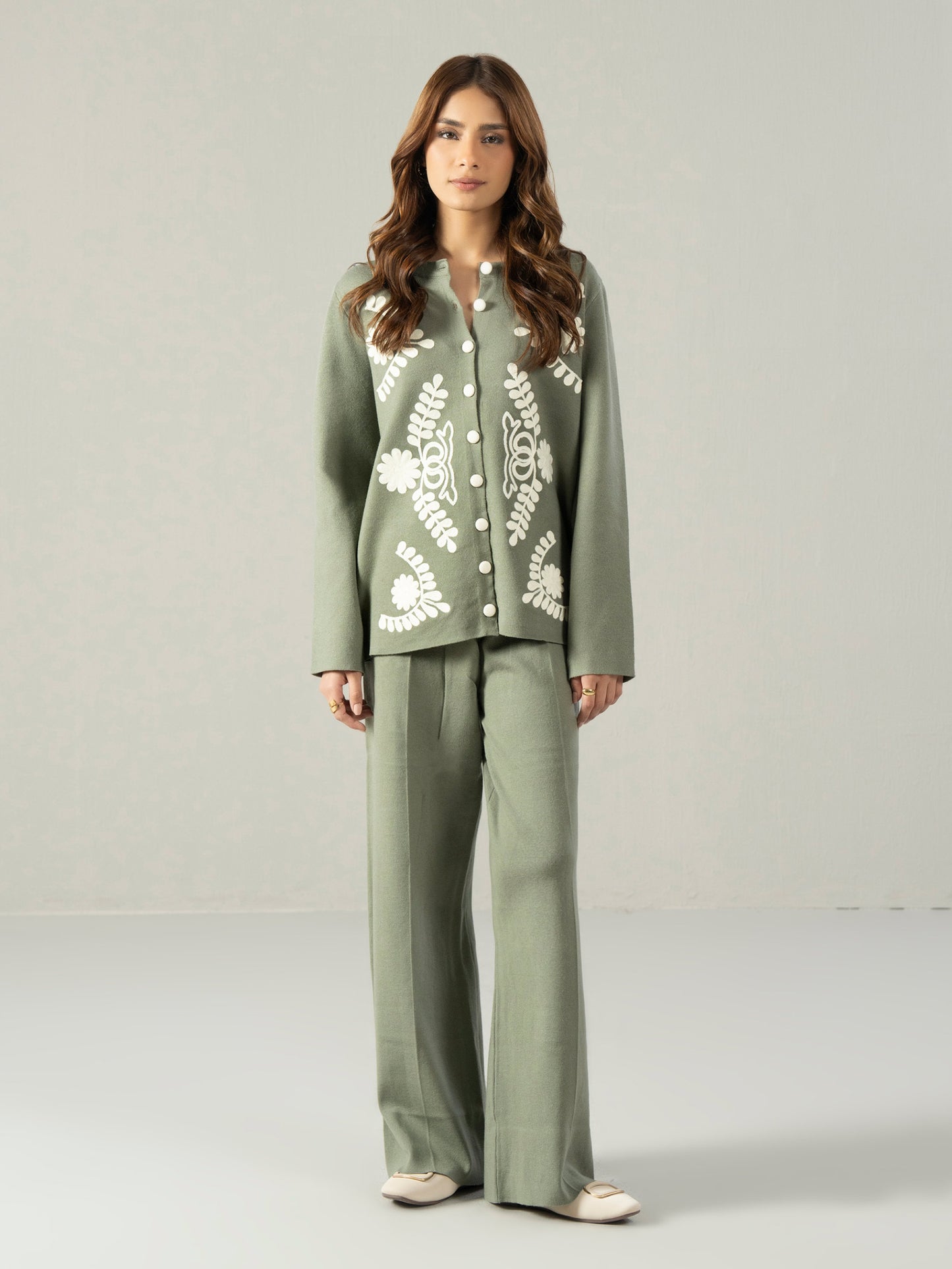 Knitted Co-ord Set- Embroidered