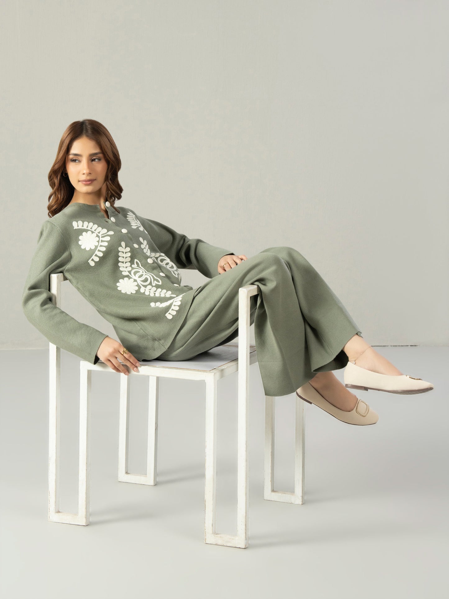 Knitted Co-ord Set- Embroidered