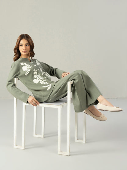 Knitted Co-ord Set- Embroidered