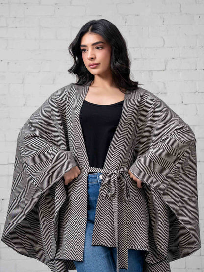 Knit Belted Cape