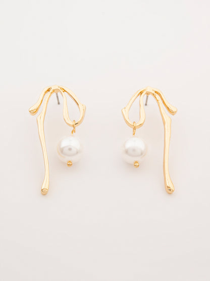 Abstract Pearl Earrings