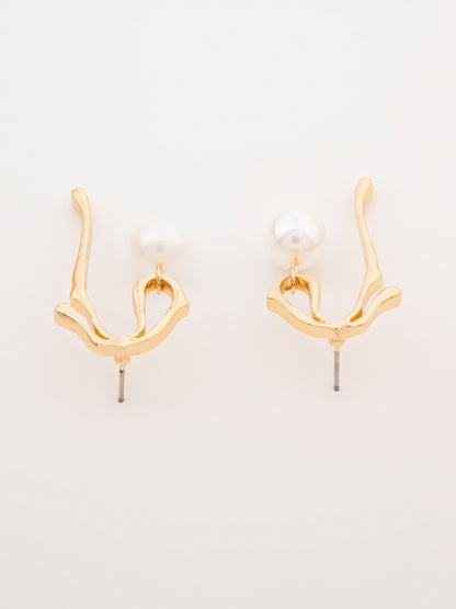 Abstract Pearl Earrings