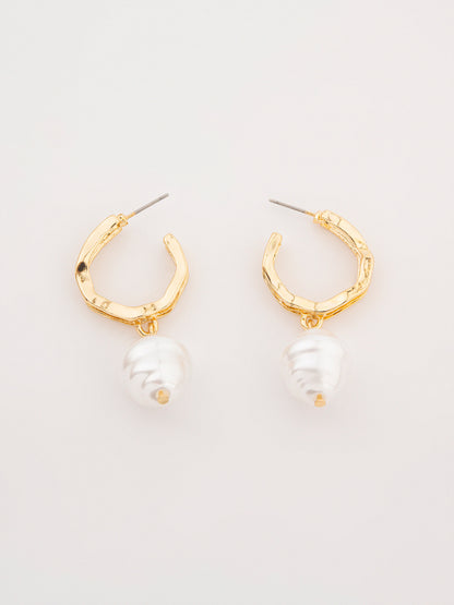 Pearl Drop Hoops