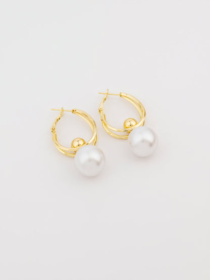 Pearl Drop Hoops