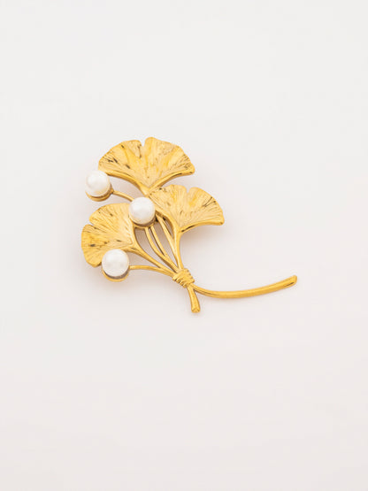 Leaf Pearl Brooch