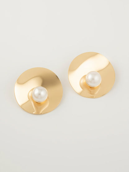 Pearl Disc Earrings