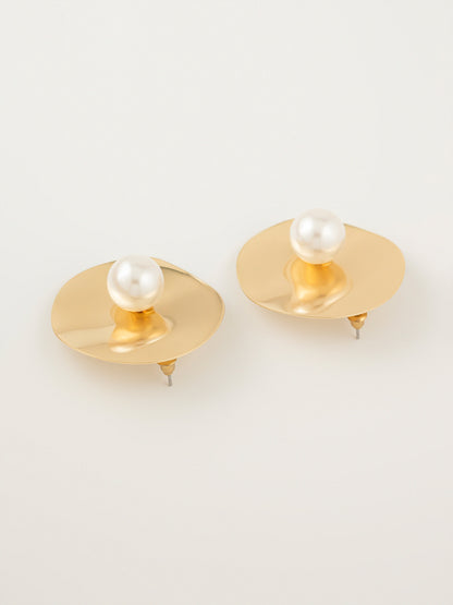 Pearl Disc Earrings