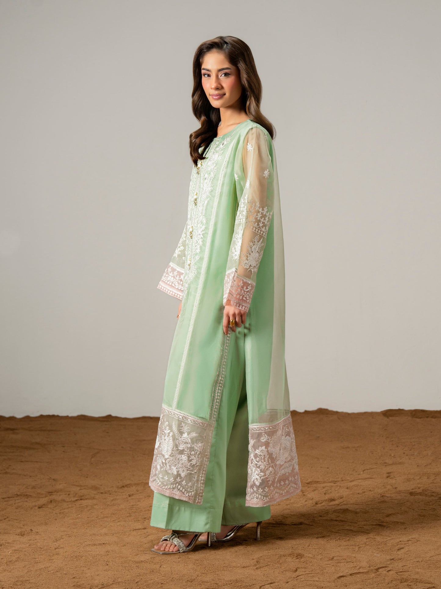 2 Piece Organza Suit-Embroidered (Pret)