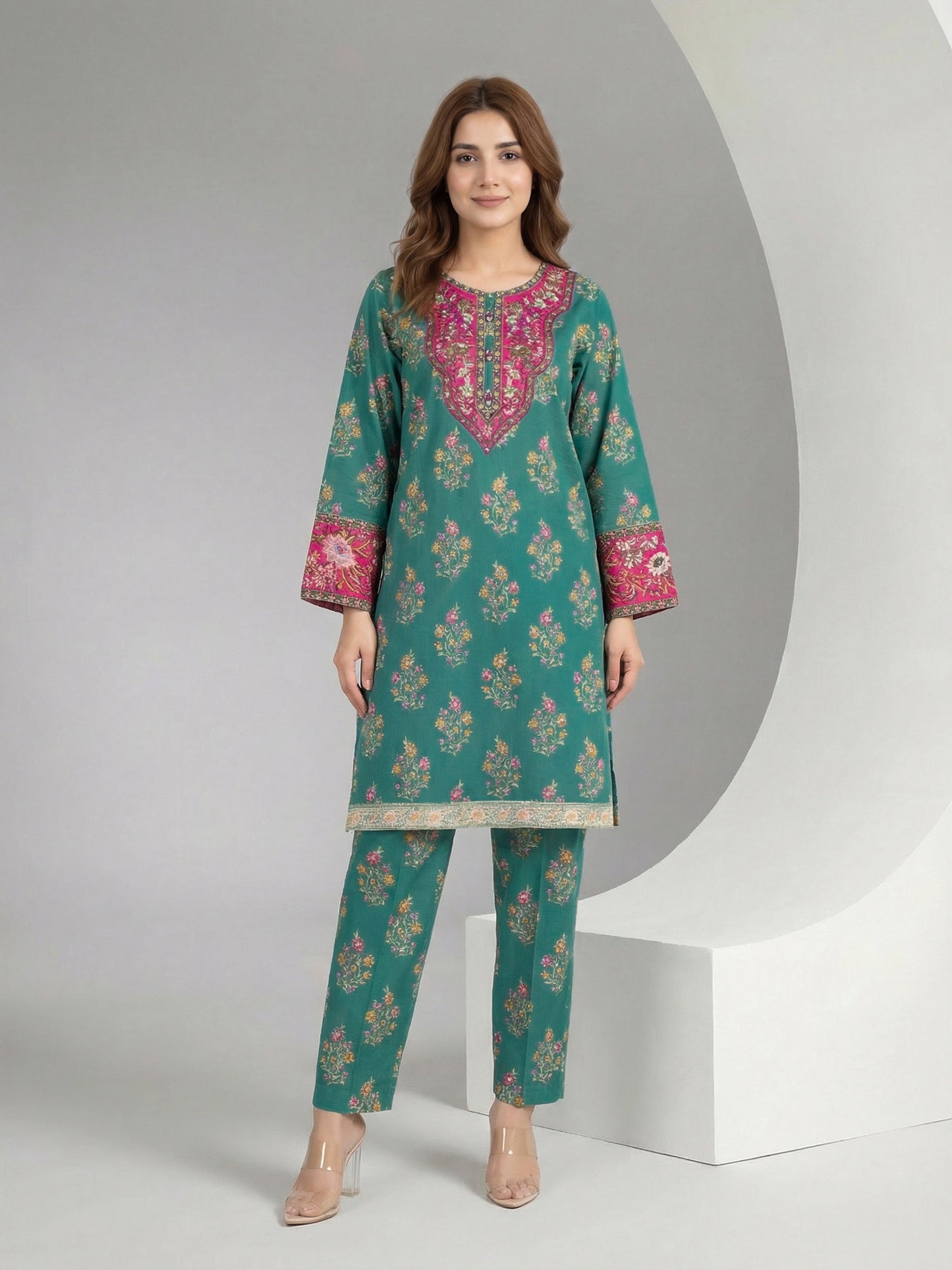 2 Piece Khaddar Suit- Embroidered (Pret)