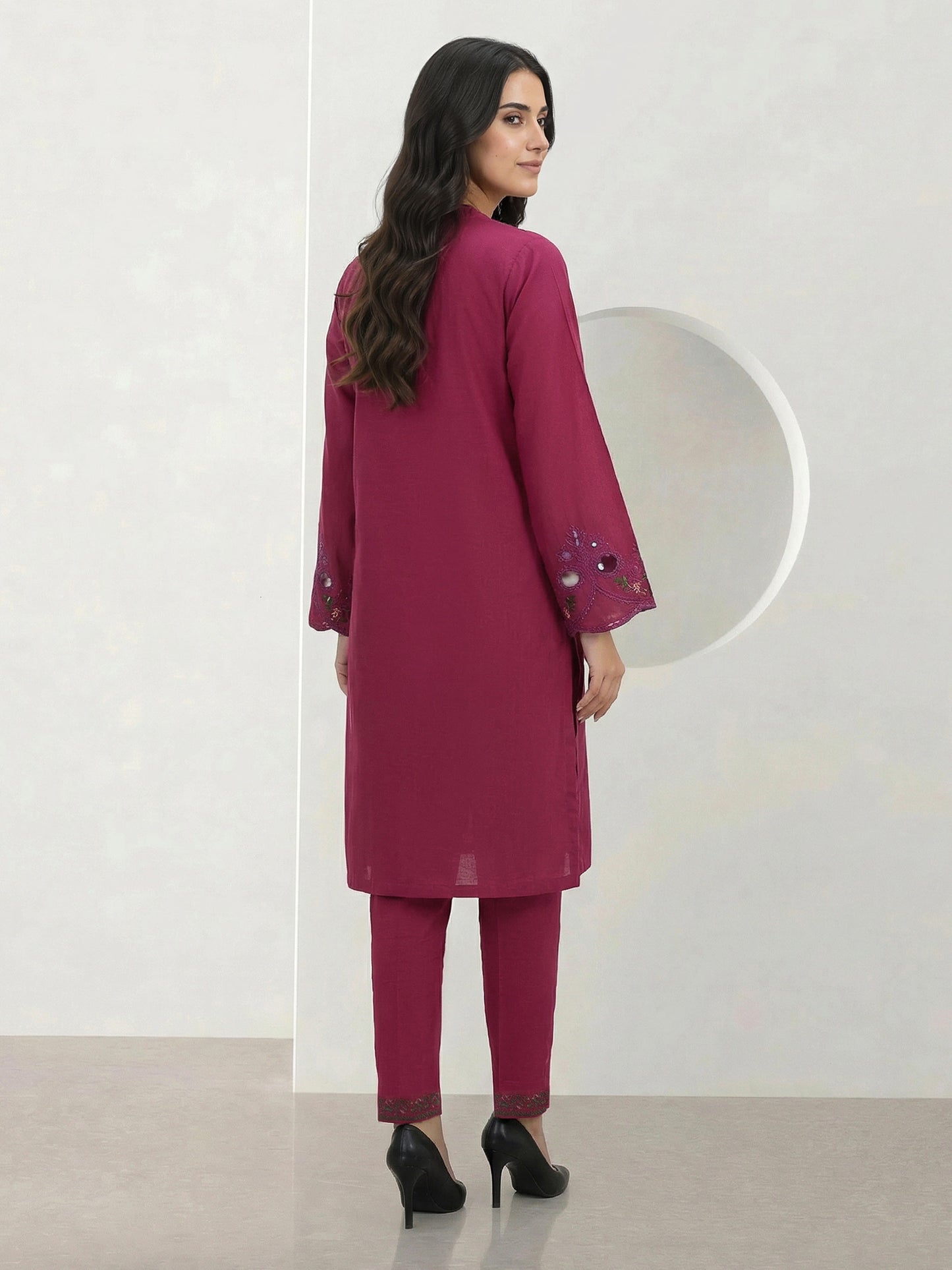 2 Piece Cambric Suit- Embroidered (Pret)