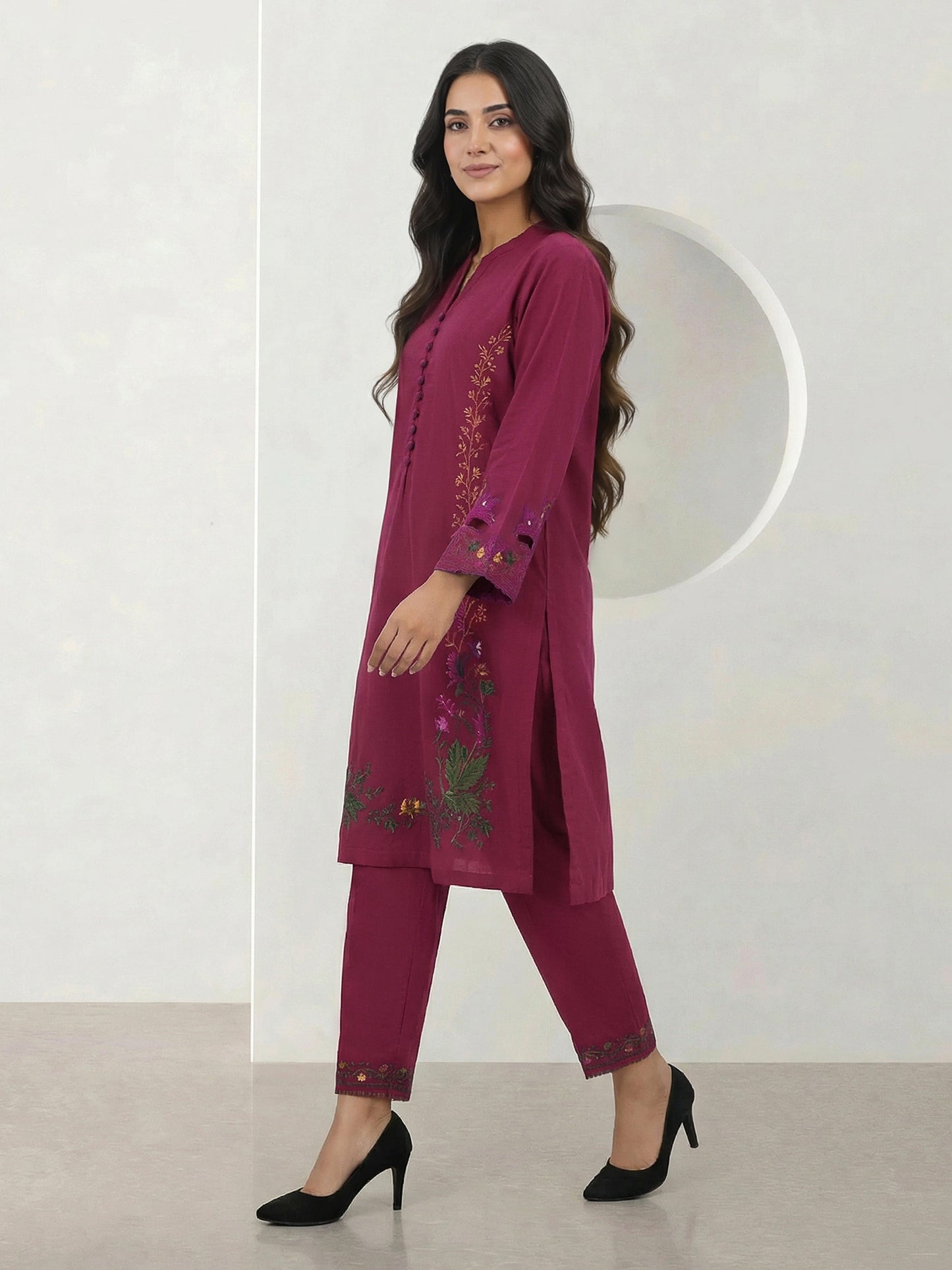 2 Piece Cambric Suit- Embroidered (Pret)