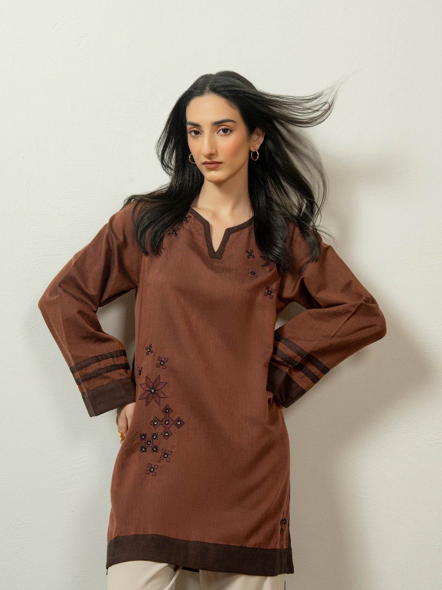 Yarn Dyed Kurti-Embroidered (Pret)