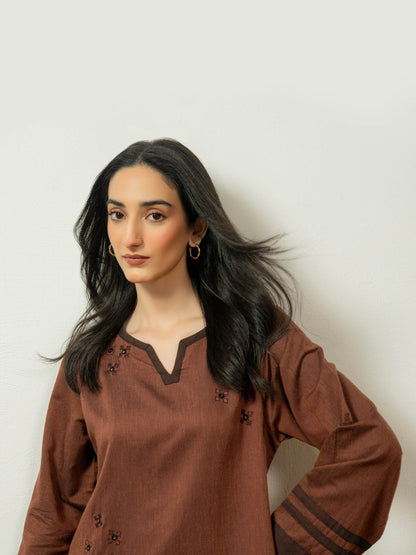 Yarn Dyed Kurti-Embroidered (Pret)