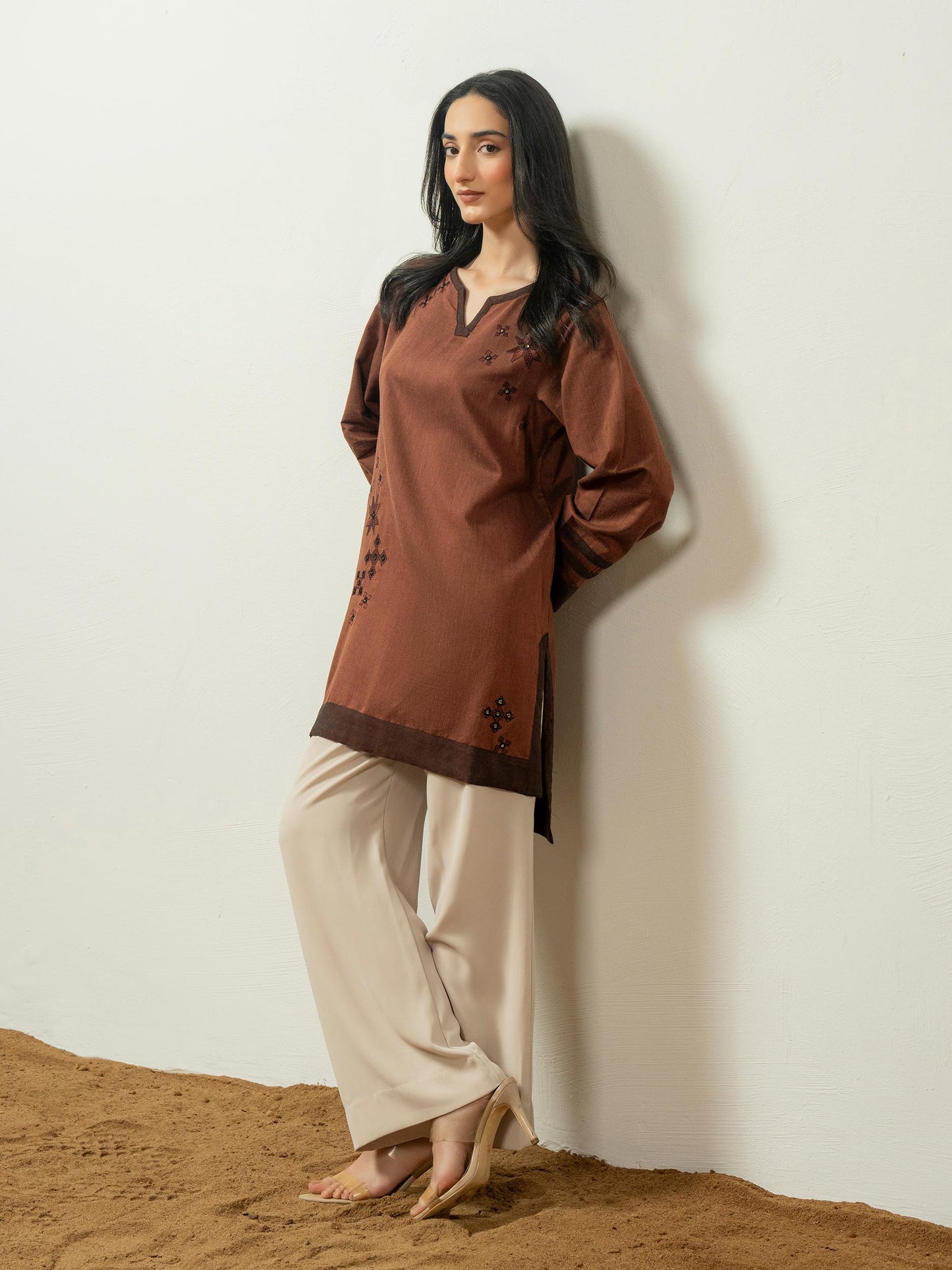 Yarn Dyed Kurti-Embroidered (Pret)