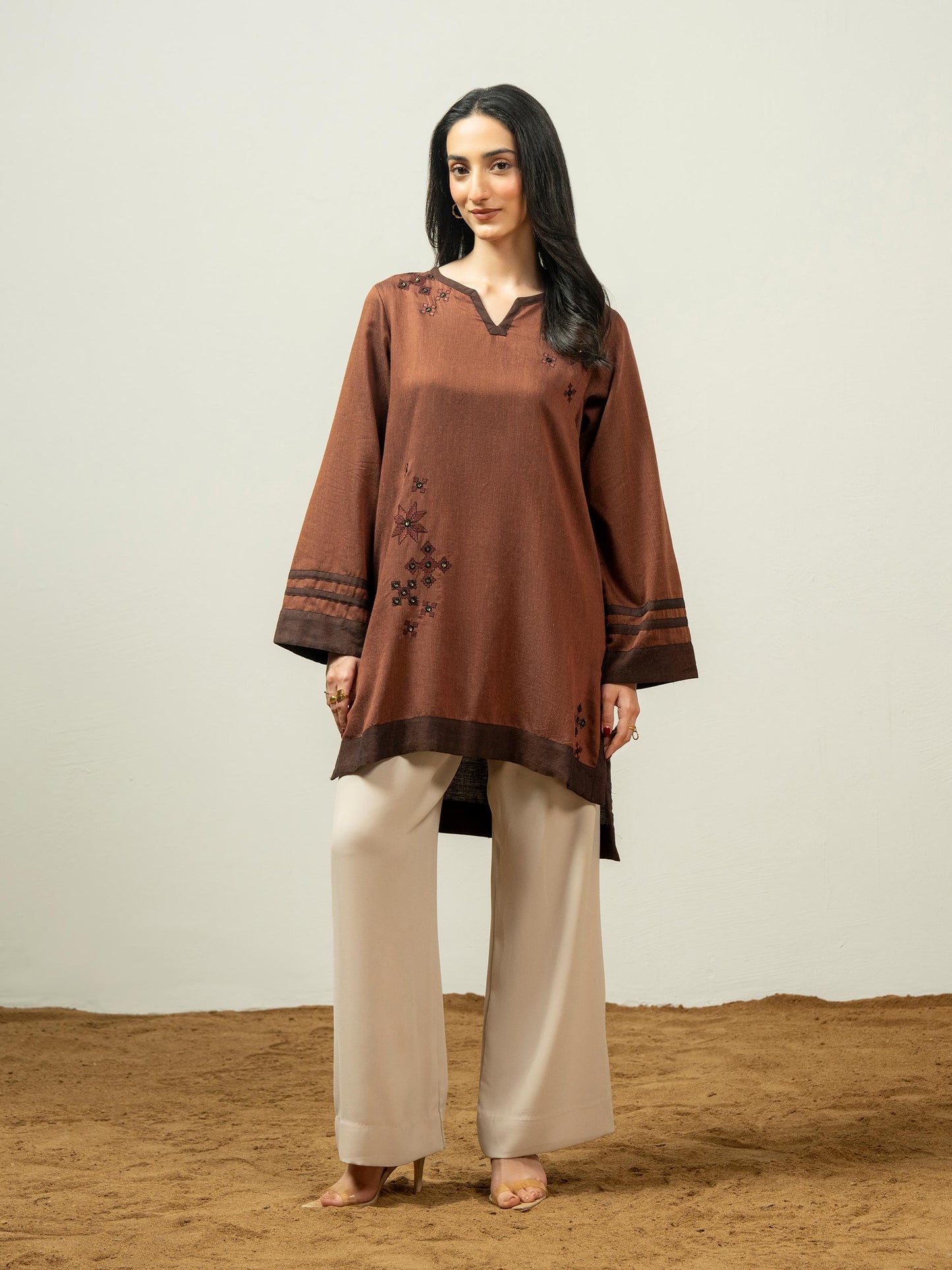 Yarn Dyed Kurti-Embroidered (Pret)